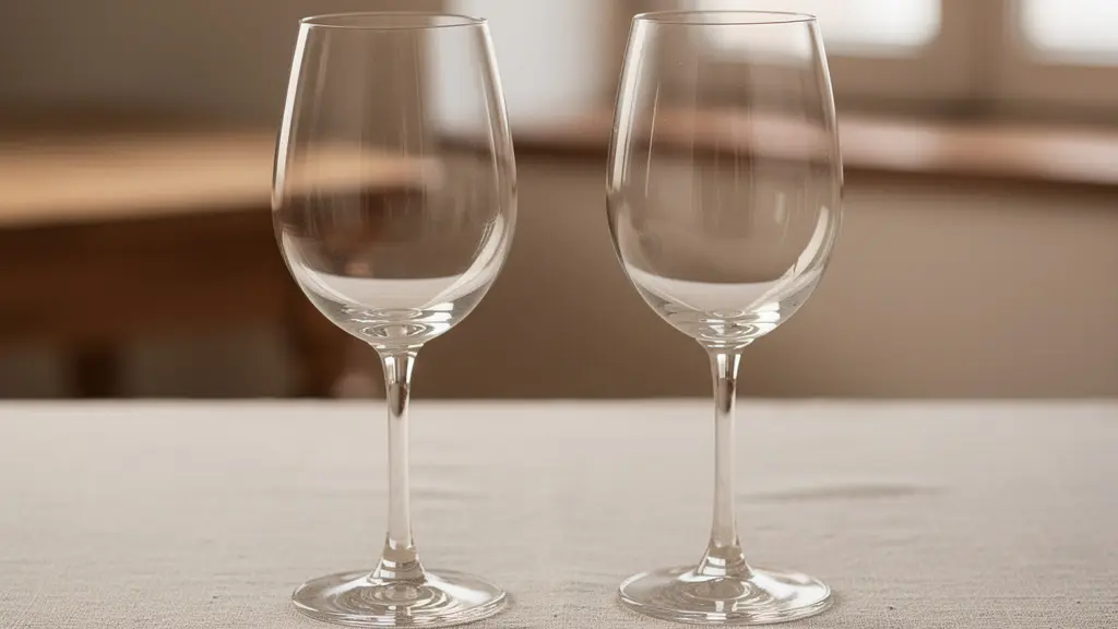 Deux verres à vin côte à côte montrant la différence de transparence cristallin